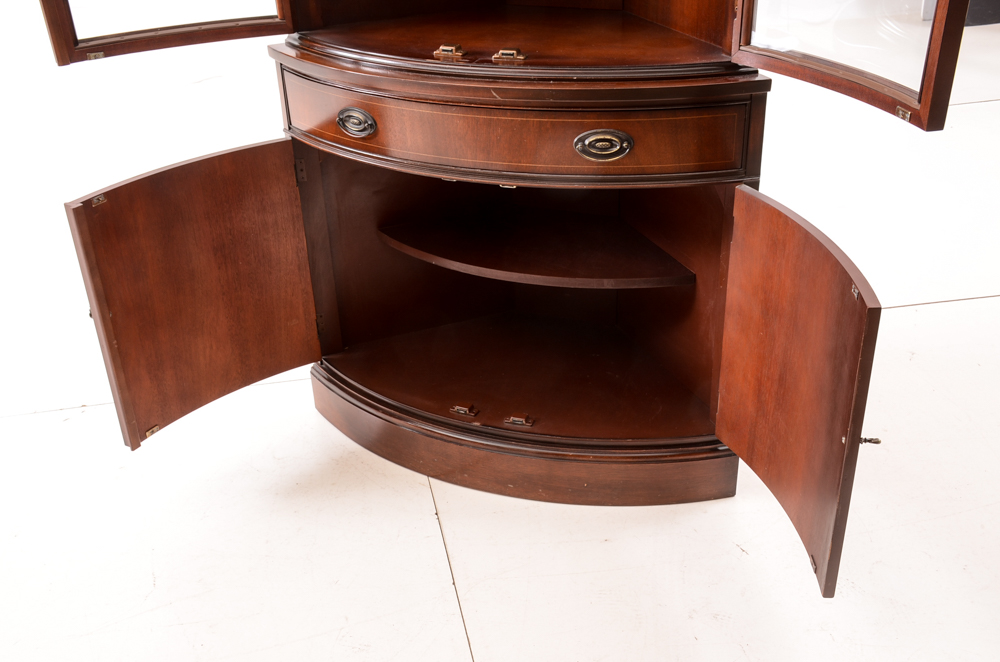 Hepplewhite Style Corner China Cabinet by Bassett