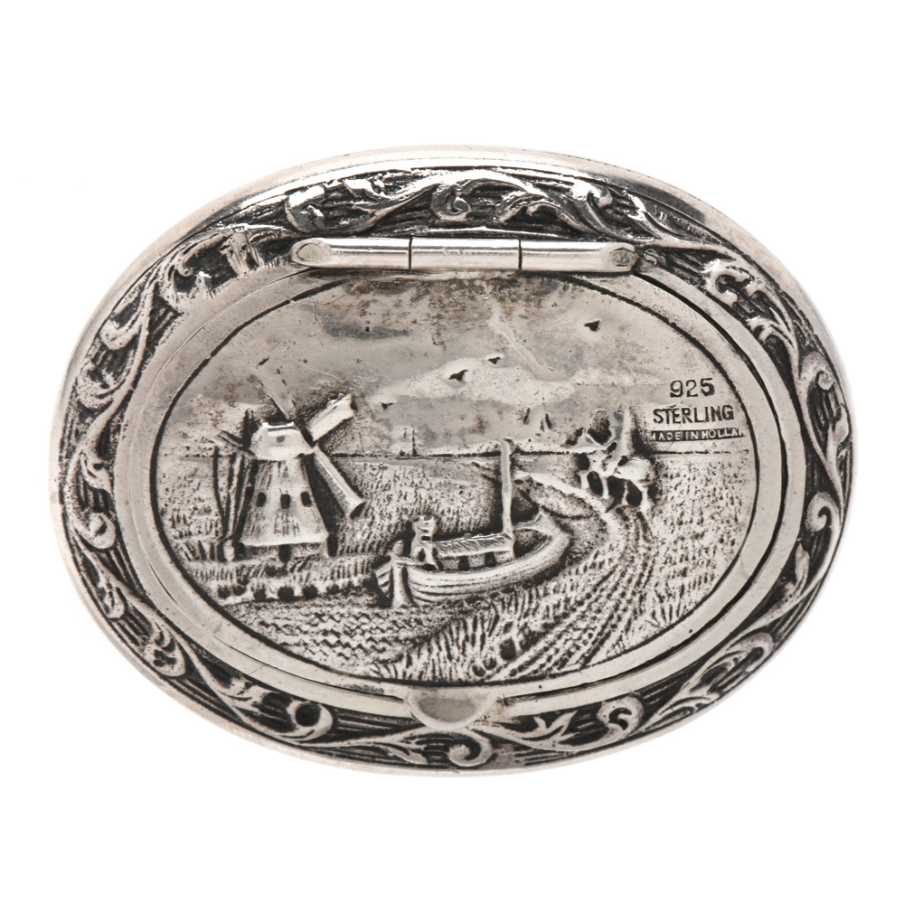 Vintage Sterling Silver Compact From Holland