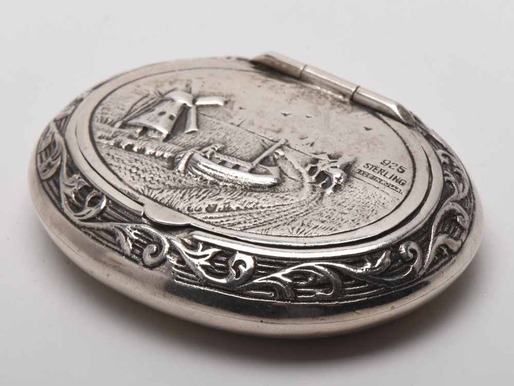Vintage Sterling Silver Compact From Holland