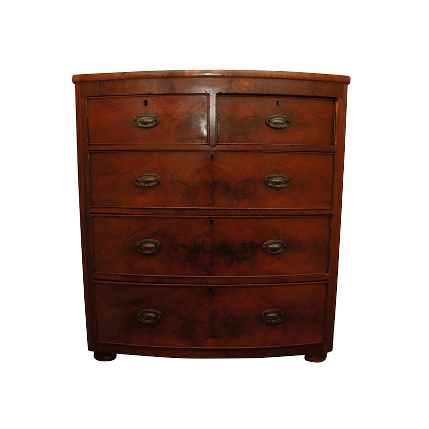Antique Flame Mahogany Chest of Drawers