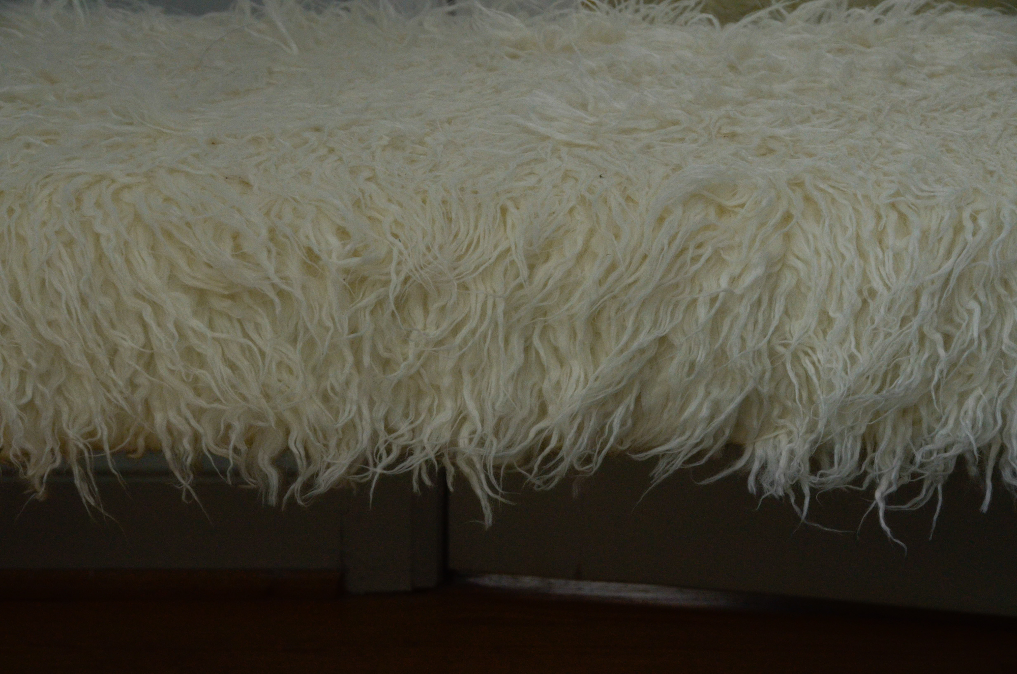 Faux Flokati Bench with Acrylic Legs