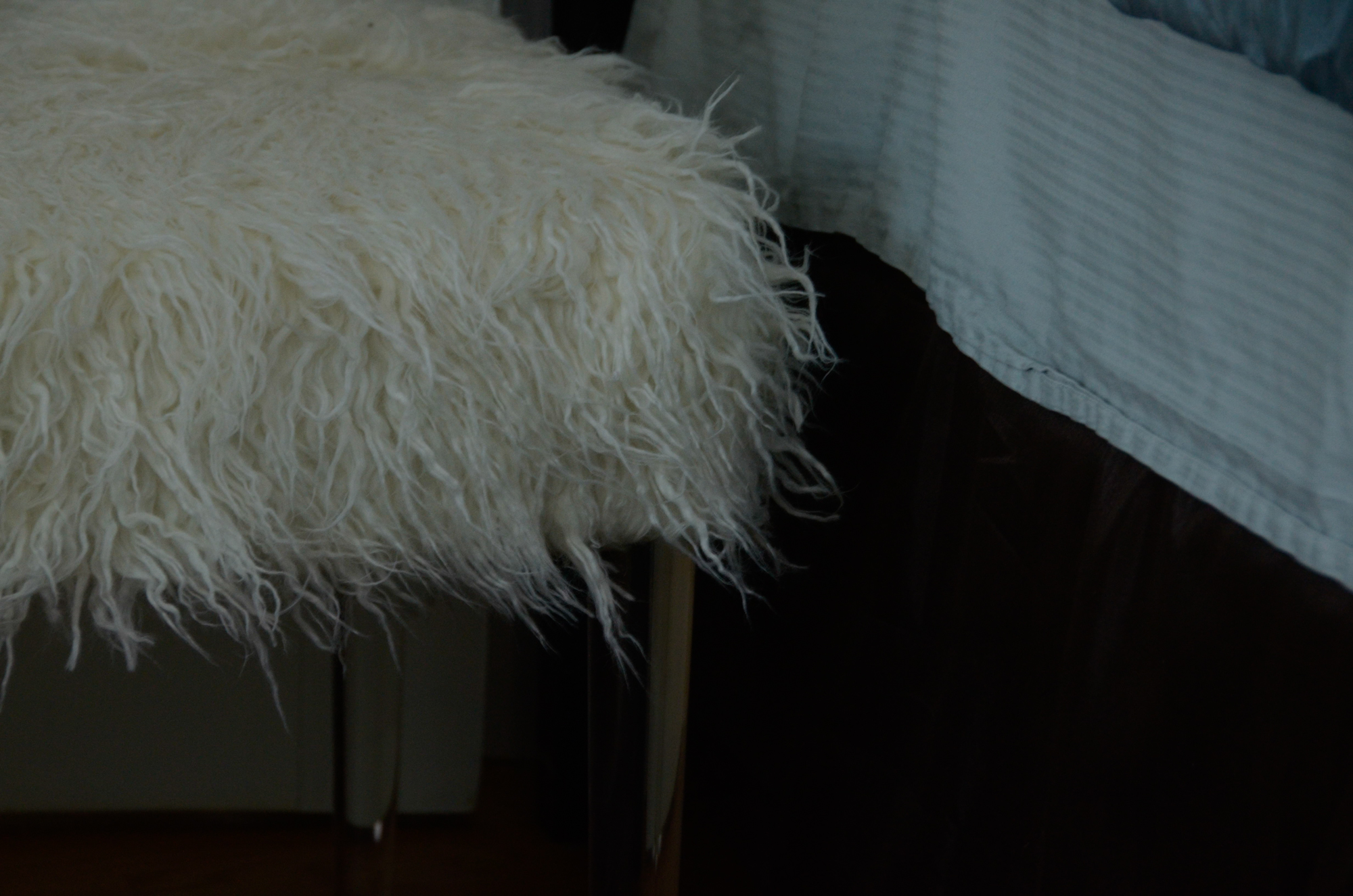 Faux Flokati Bench with Acrylic Legs