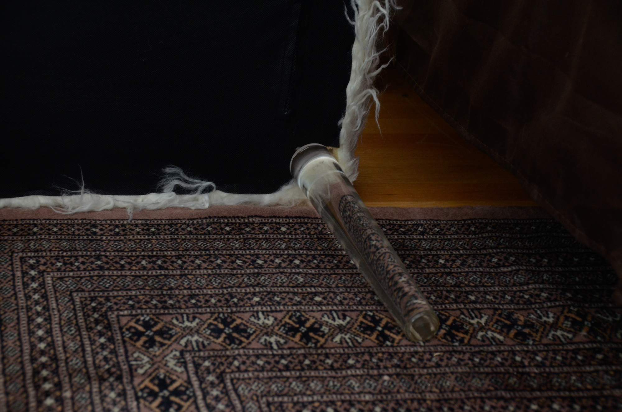 Faux Flokati Bench with Acrylic Legs