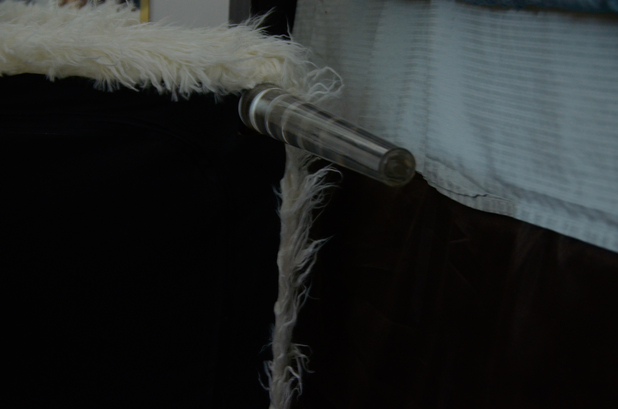 Faux Flokati Bench with Acrylic Legs