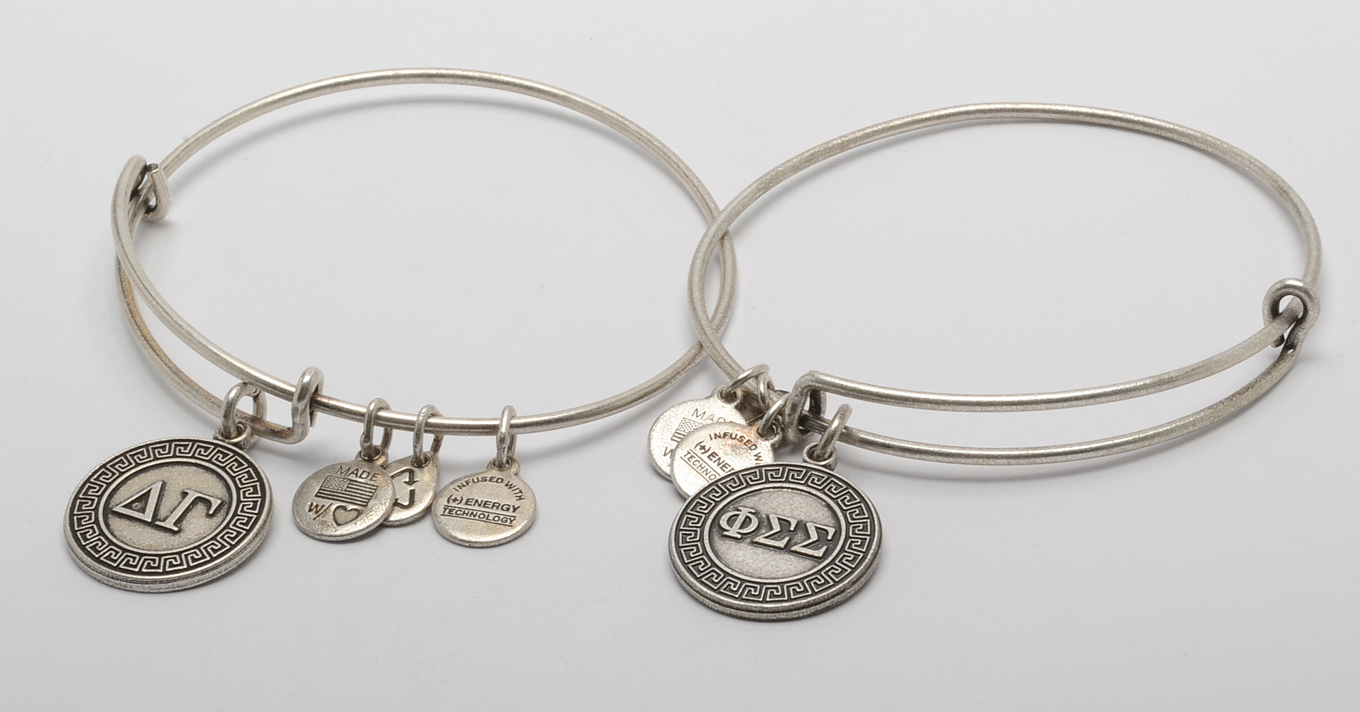 Alex and Ani Bangle Bracelets with Greek Sorority Charms