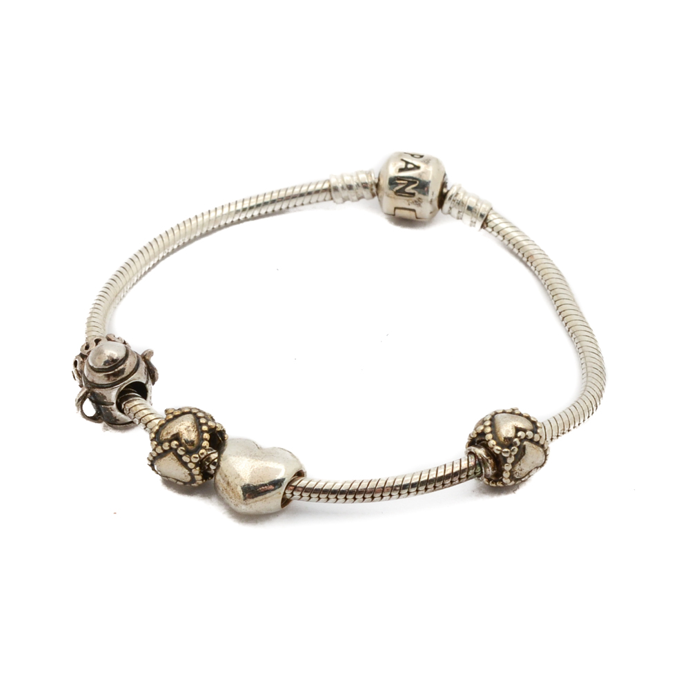Sterling Silver Pandora Bracelet with Charms
