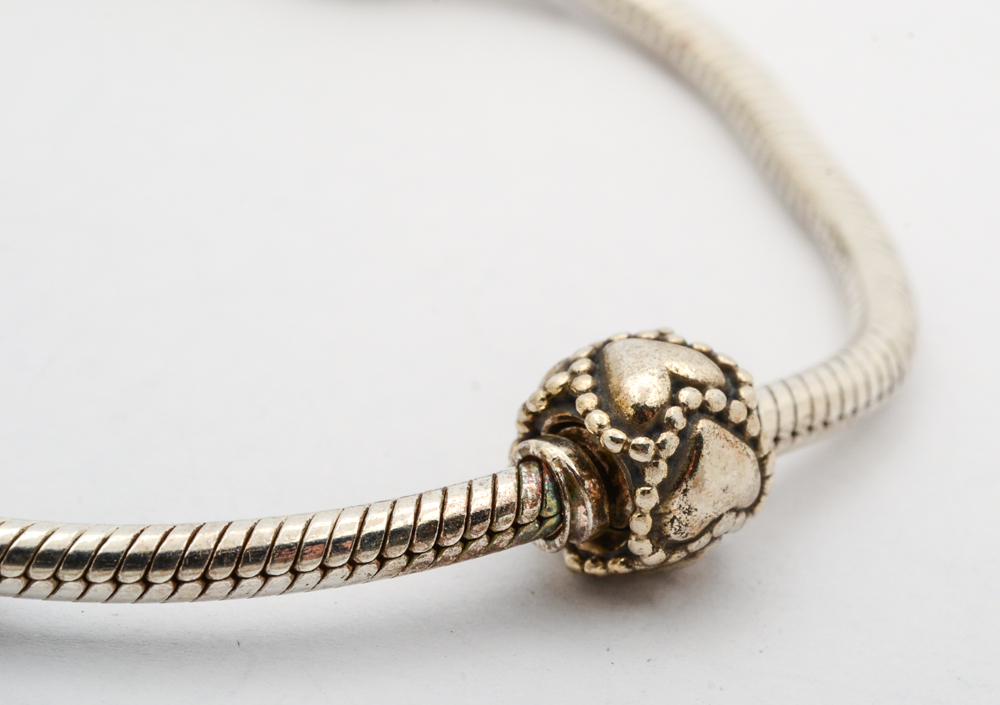 Sterling Silver Pandora Bracelet with Charms