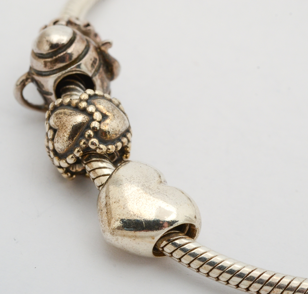 Sterling Silver Pandora Bracelet with Charms