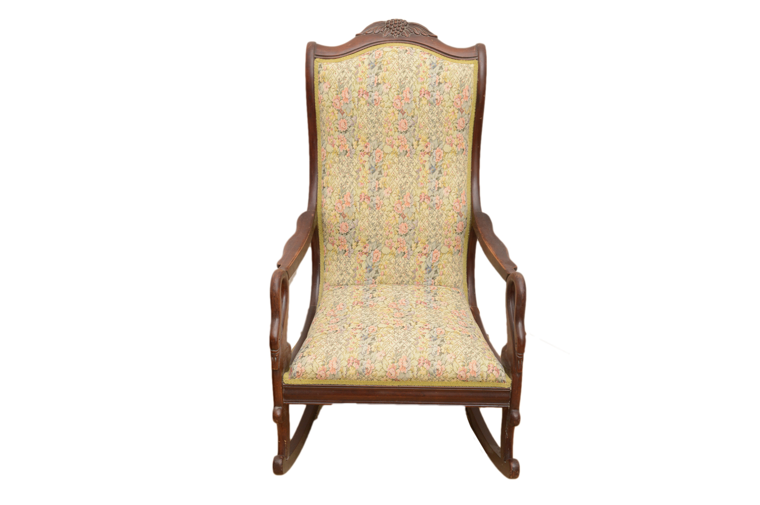 Vintage Cherry Swan-Arm Rocking Chair