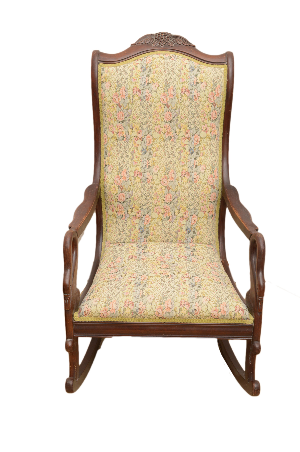 Vintage Cherry Swan-Arm Rocking Chair