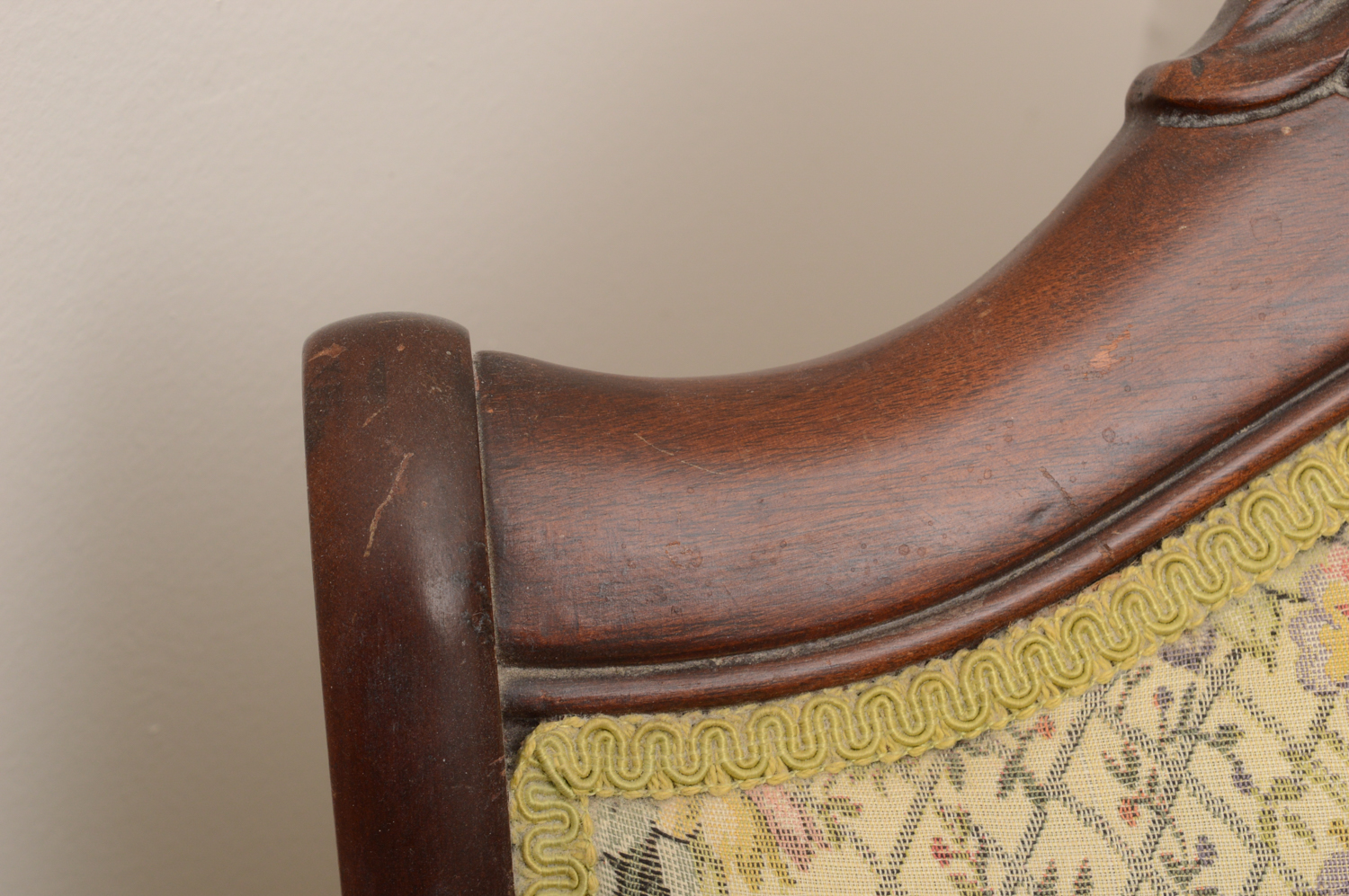 Vintage Cherry Swan-Arm Rocking Chair