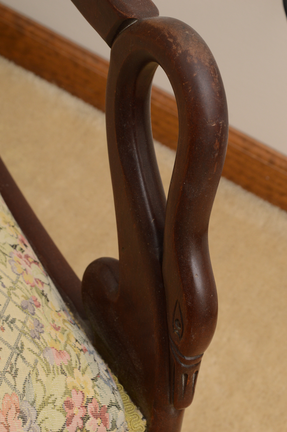 Vintage Cherry Swan-Arm Rocking Chair