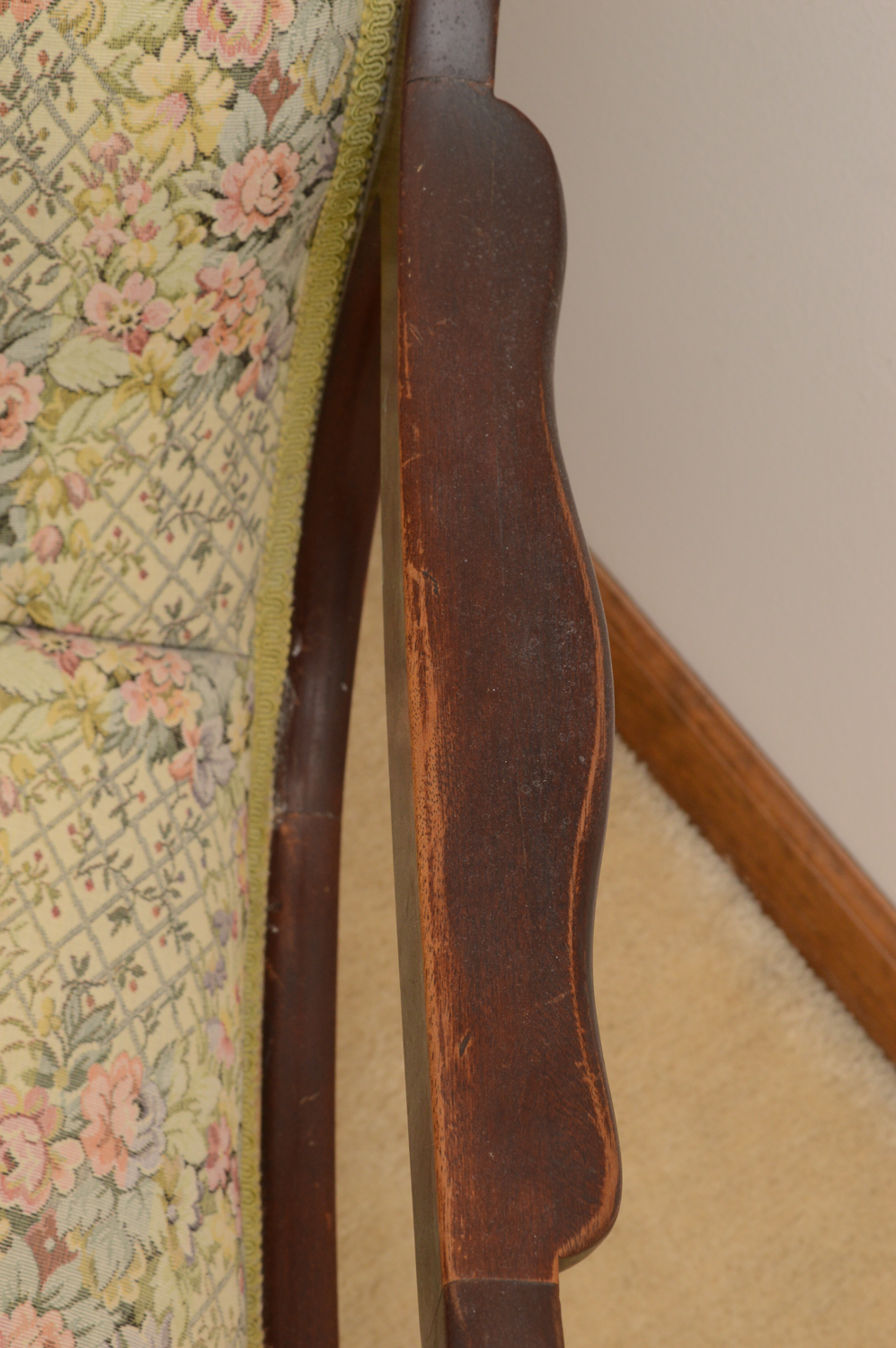 Vintage Cherry Swan-Arm Rocking Chair