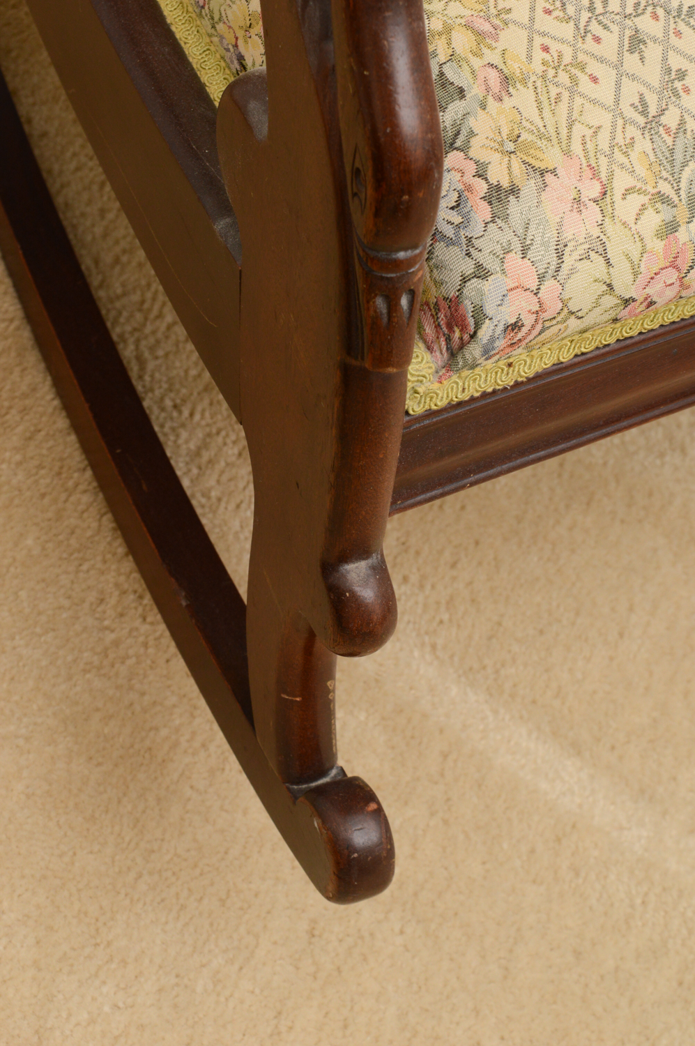 Vintage Cherry Swan-Arm Rocking Chair