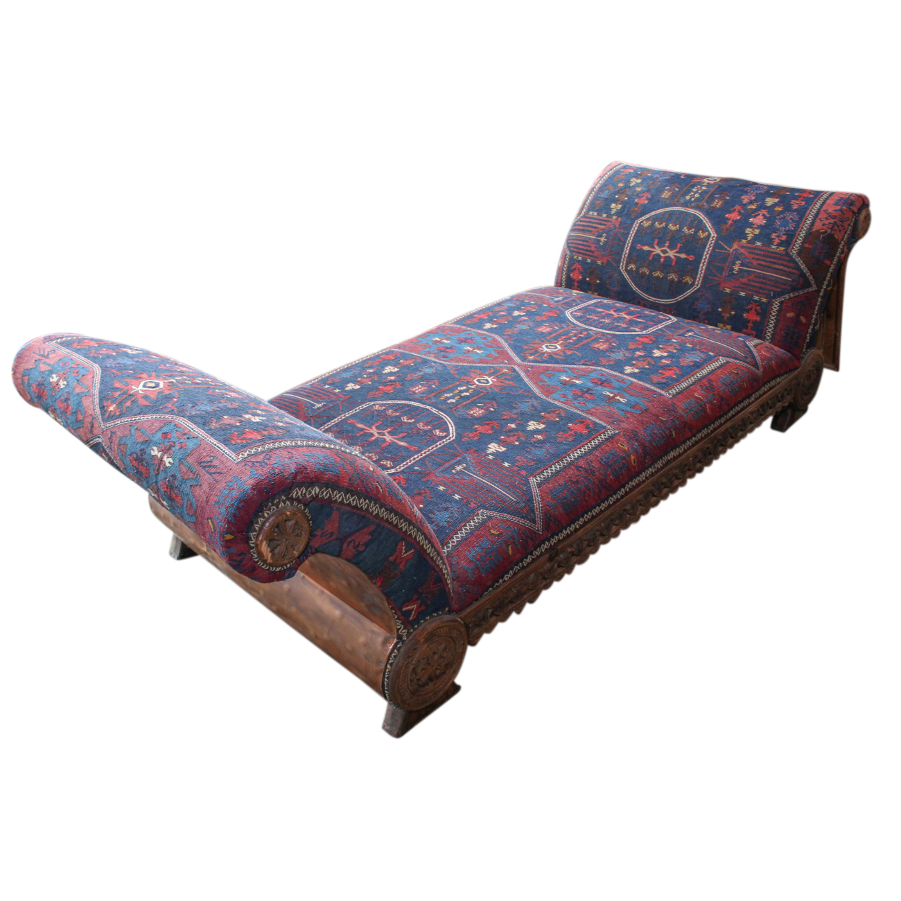 Rug Upholstered Chaise Lounge by Seret & Sons