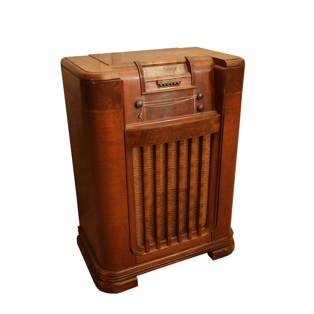 Antique Philco 41-608 Model Phonograph Radio with Speaker and Manuals