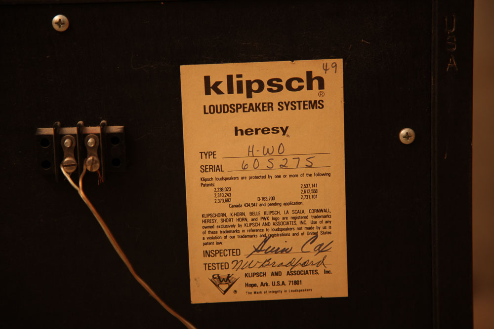 Vintage Klipsch Heresy Bookshelf Speakers