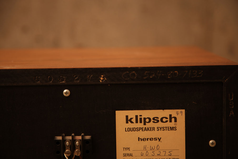 Vintage Klipsch Heresy Bookshelf Speakers
