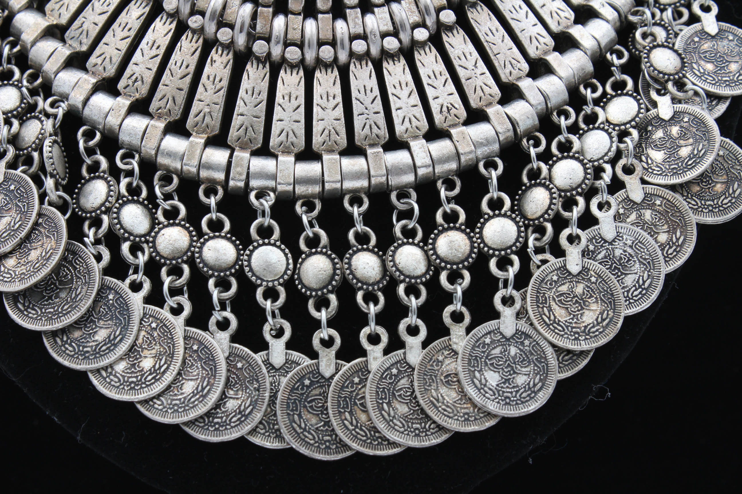 Hmong Miao Style Coin Silver Chandelier Style Necklace
