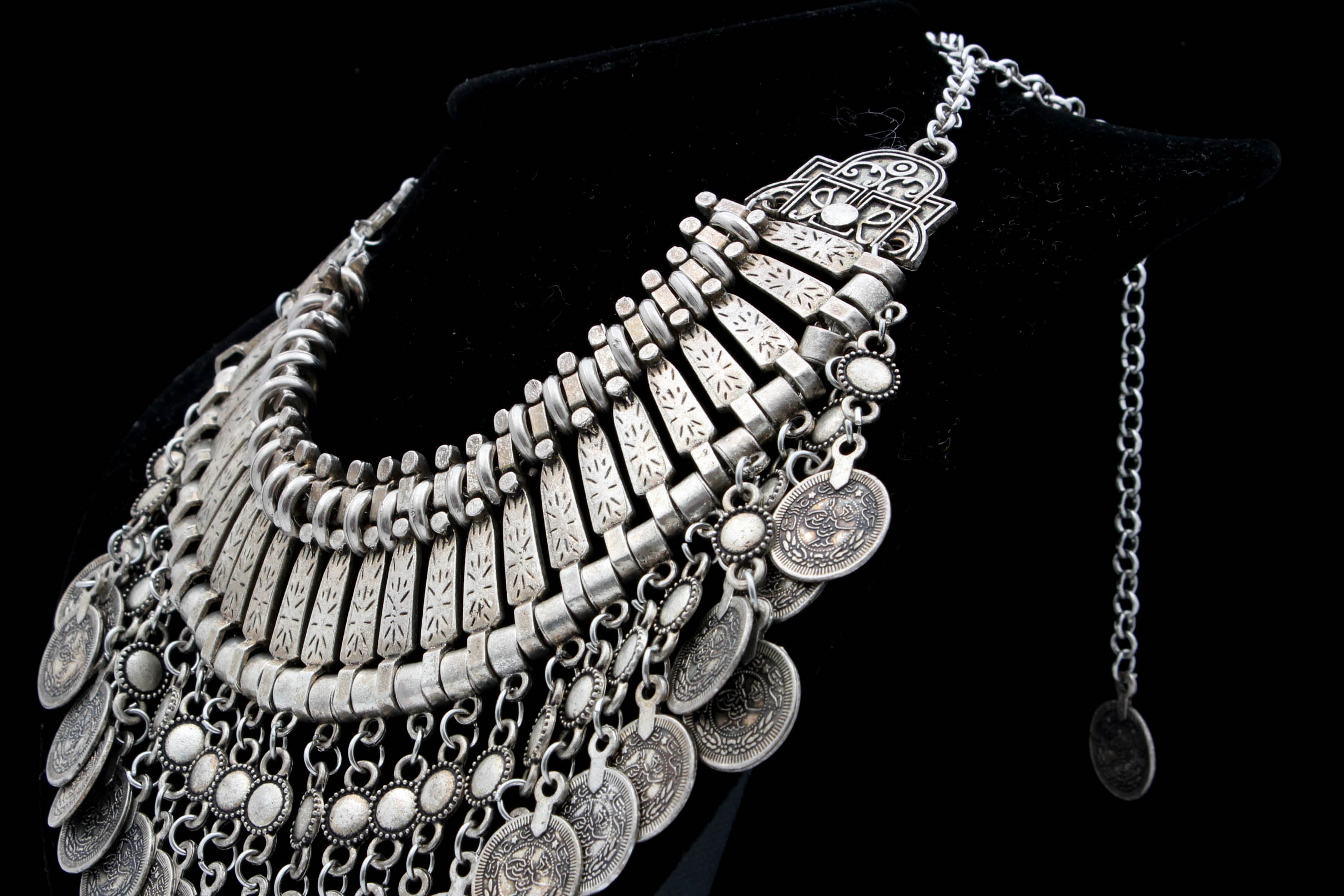 Hmong Miao Style Coin Silver Chandelier Style Necklace