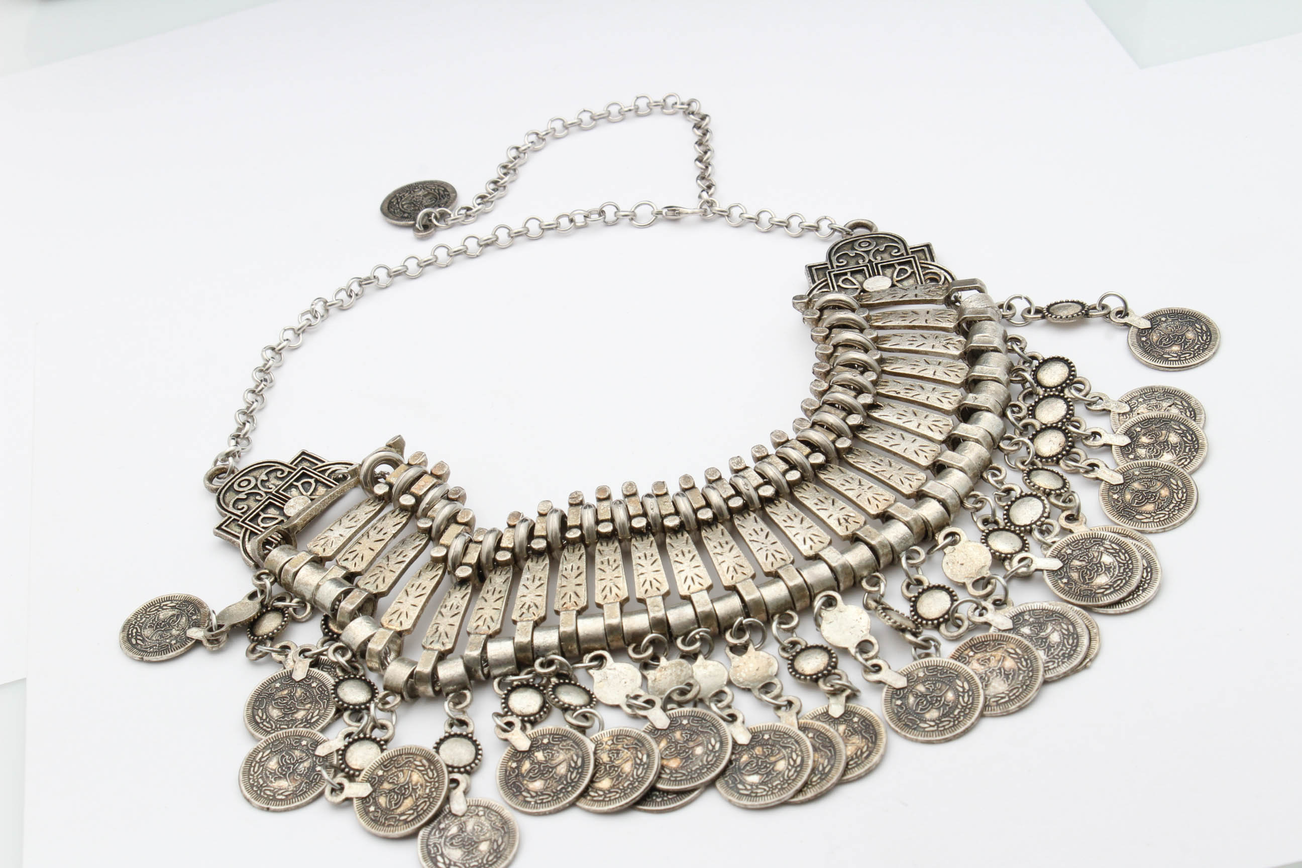 Hmong Miao Style Coin Silver Chandelier Style Necklace