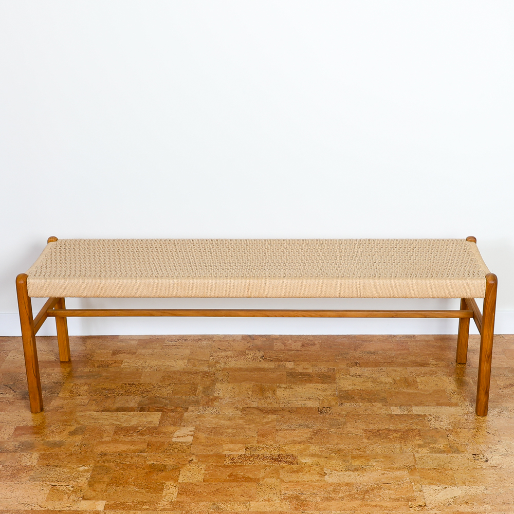 Sun Cabinet Teak Benches with Woven Rope Seats