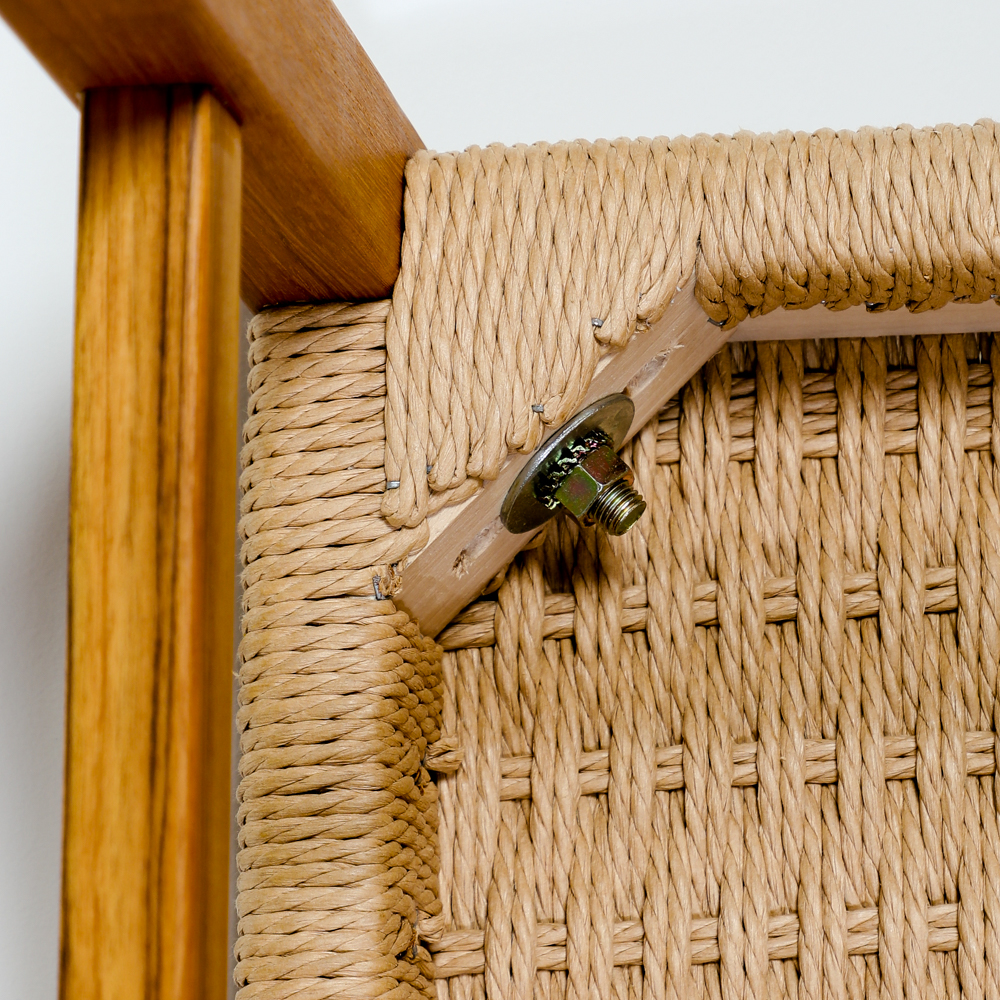 Sun Cabinet Teak Benches with Woven Rope Seats
