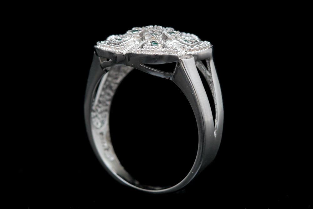Sterling Silver and Irradiated Blue Diamond Ring