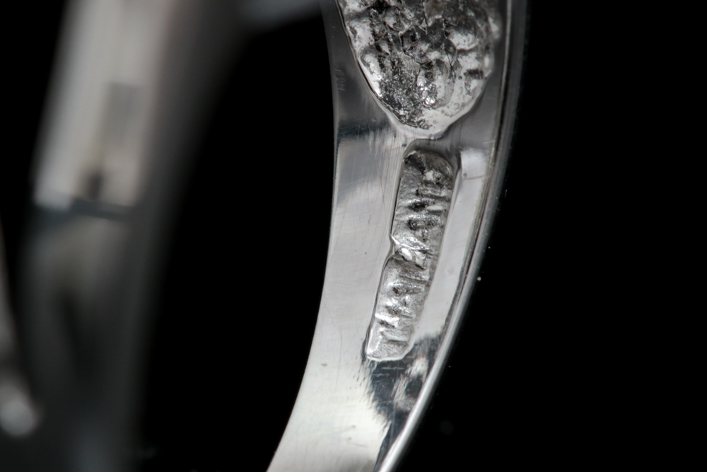 Sterling Silver and Irradiated Blue Diamond Ring