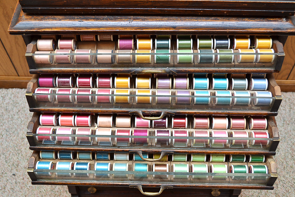 Antique Clark's Walnut Spool Cabinet and Others