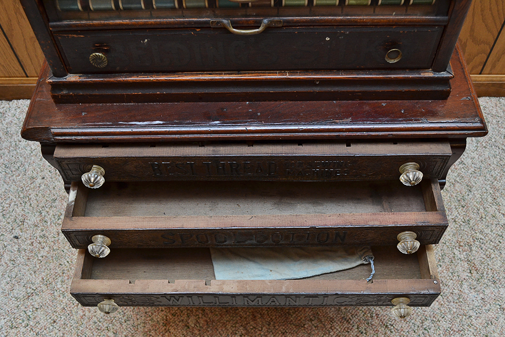 Antique Clark's Walnut Spool Cabinet and Others