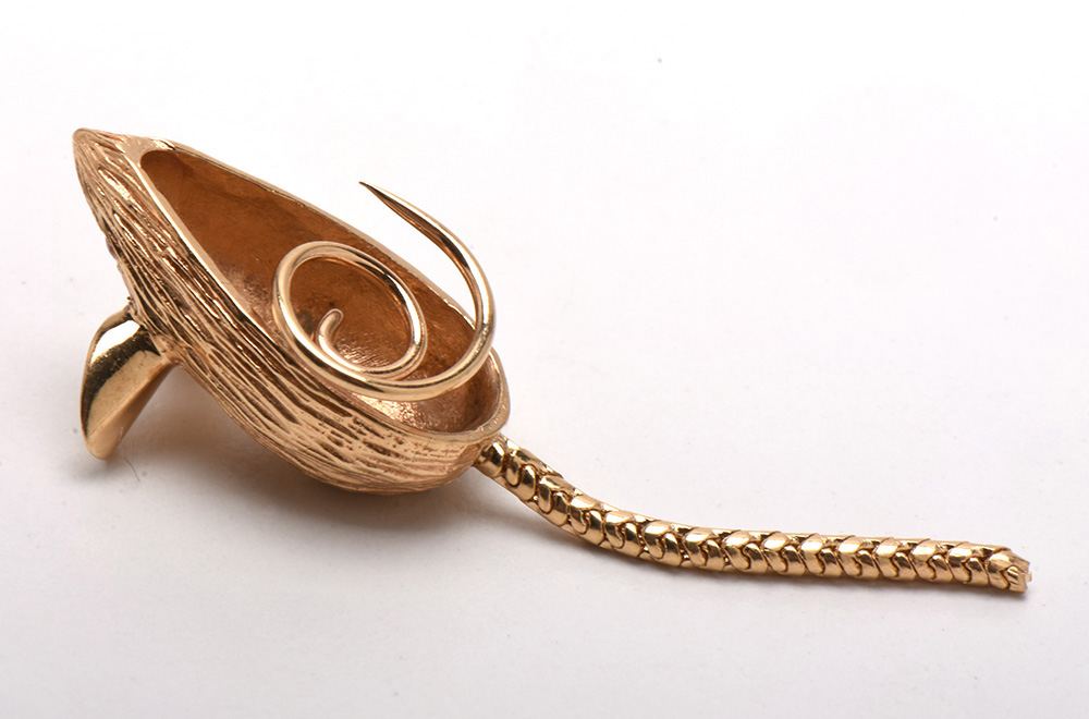 14K Yellow Gold Mouse Lapel Pin