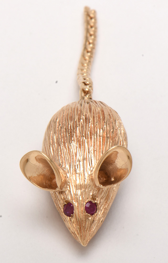 14K Yellow Gold Mouse Lapel Pin