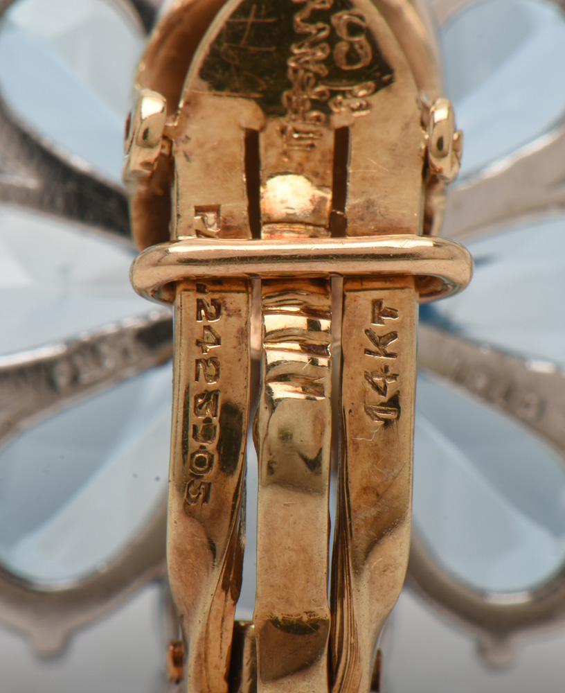 Tiffany & Co. Platinum, Diamond and 15.99 CTW Aquamarine Flower Earrings