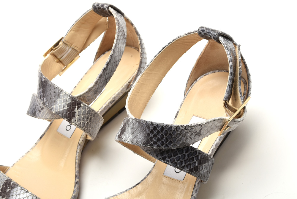 Jimmy Choo Grey Snakeskin Leather Sandals