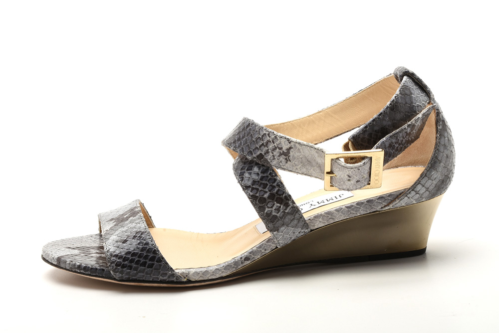 Jimmy Choo Grey Snakeskin Leather Sandals
