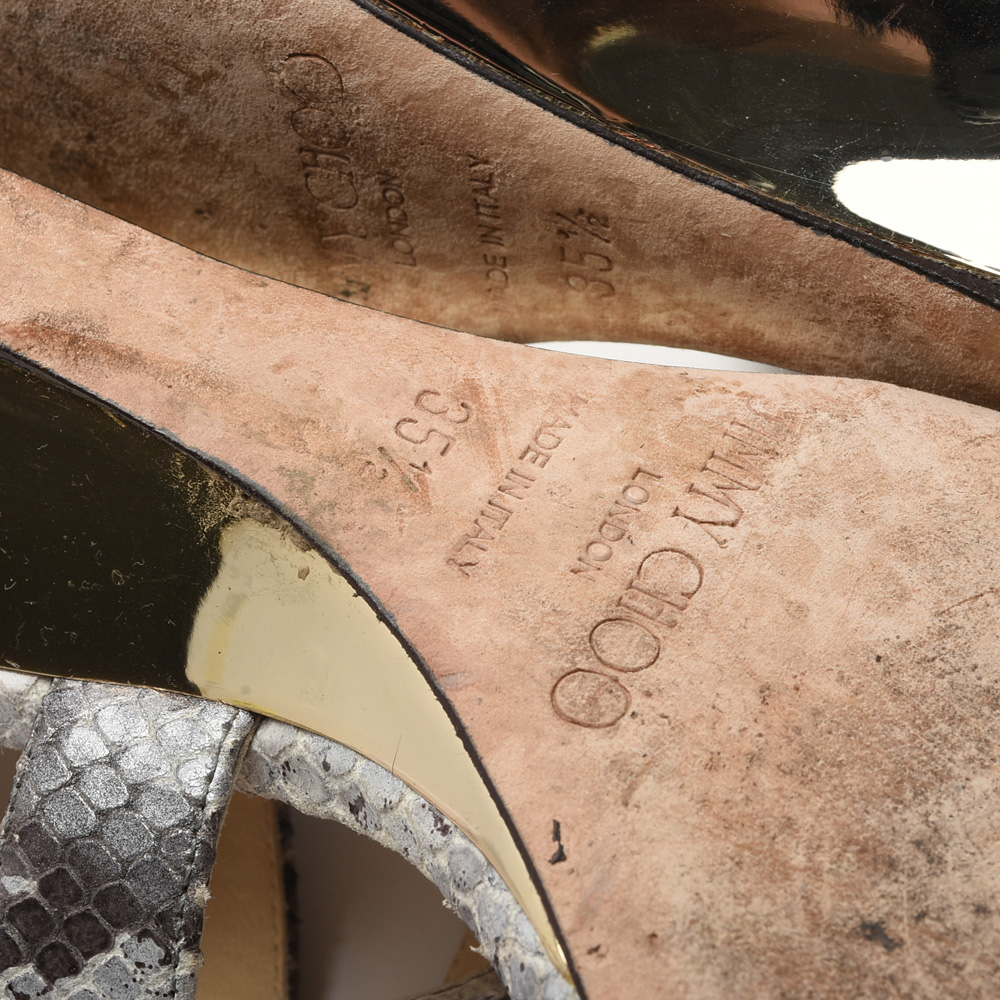 Jimmy Choo Grey Snakeskin Leather Sandals