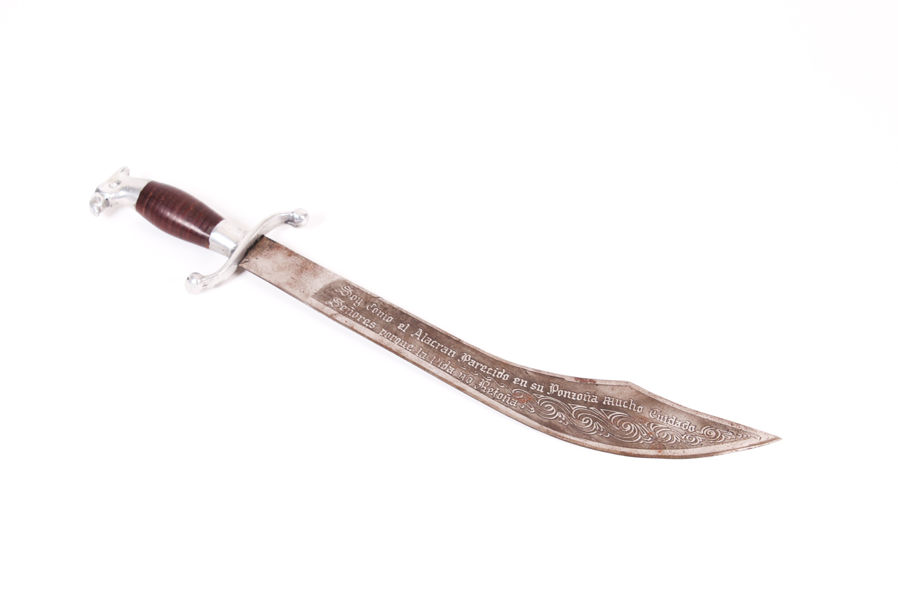 Vintage Mexican Machete with Eagle Head Pommel and Dragon to Blade