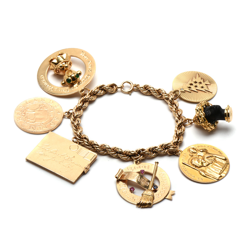 14K Yellow Gold Charm Bracelet With One Tiffany & Co. Charm