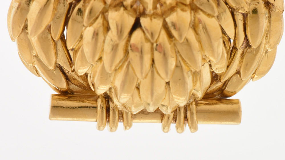 Vintage Tiffany & Co. 18K Yellow Gold Ruby Eyed Owl Brooch