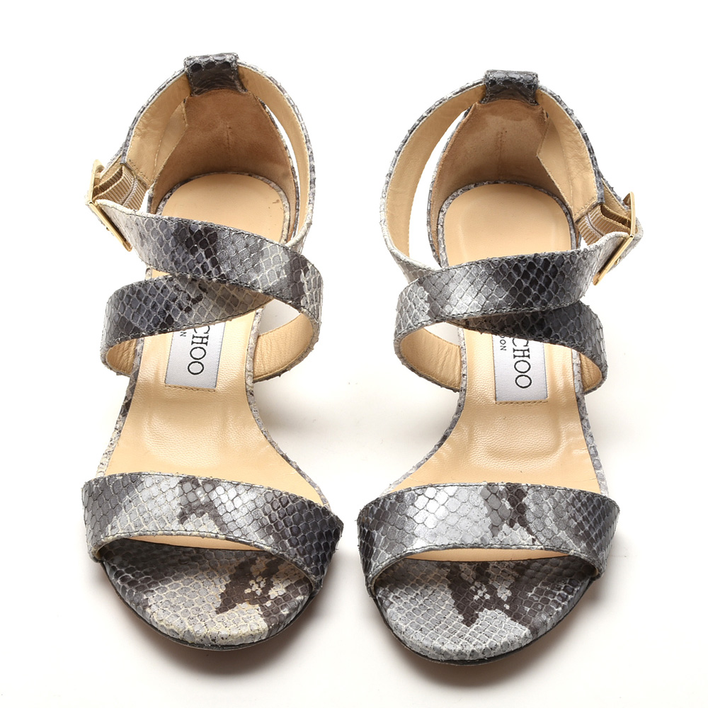 Jimmy Choo Grey Snakeskin Leather Sandals