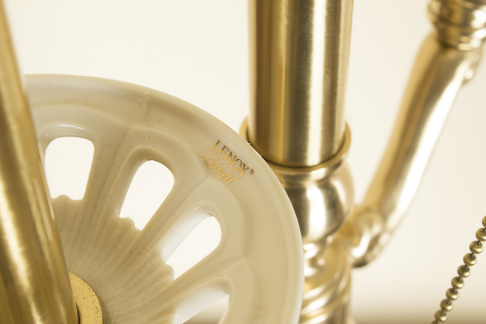 Lenox Lighting by Quoizel Porcelain and Brass Table Lamp