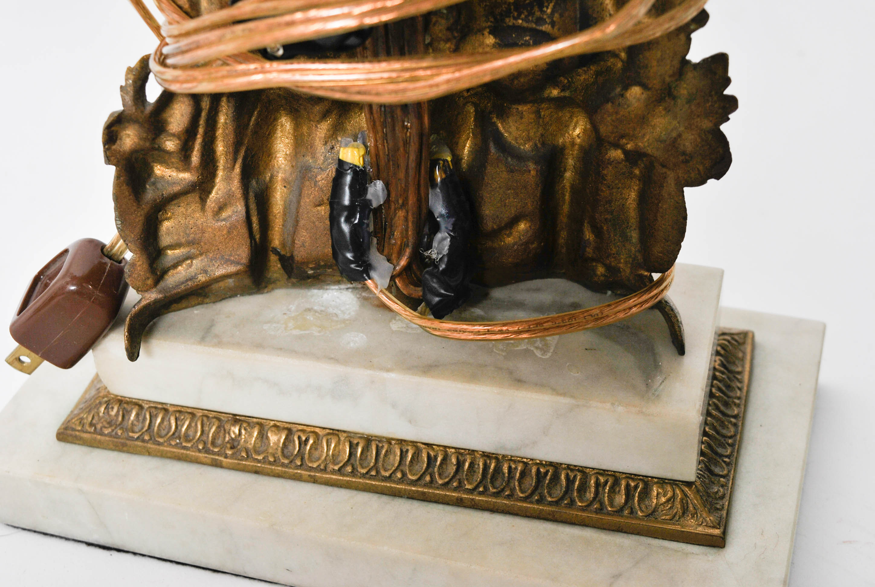 "Last of the Mohicans" Girandole With Crystal Lusters Converted Lamp