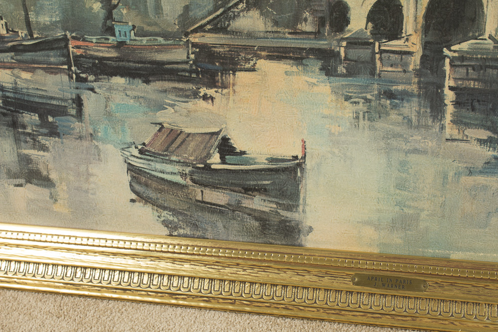 Offset Lithograph After J. Warner "April in Paris"