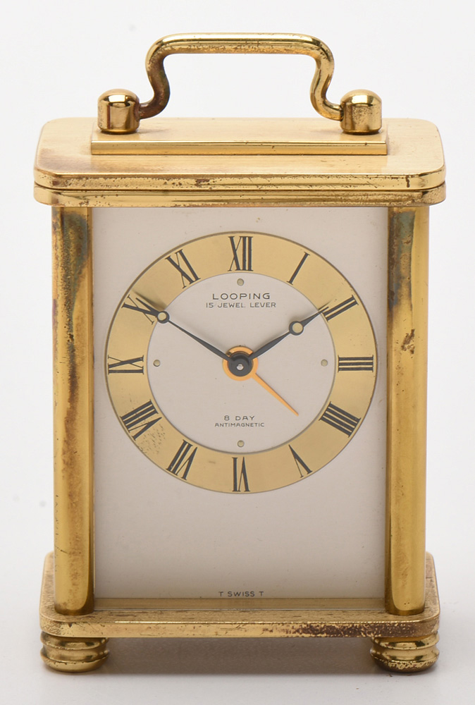 Vintage Swiss Looping 8 Day Antimagnetic Travel Clock and Case