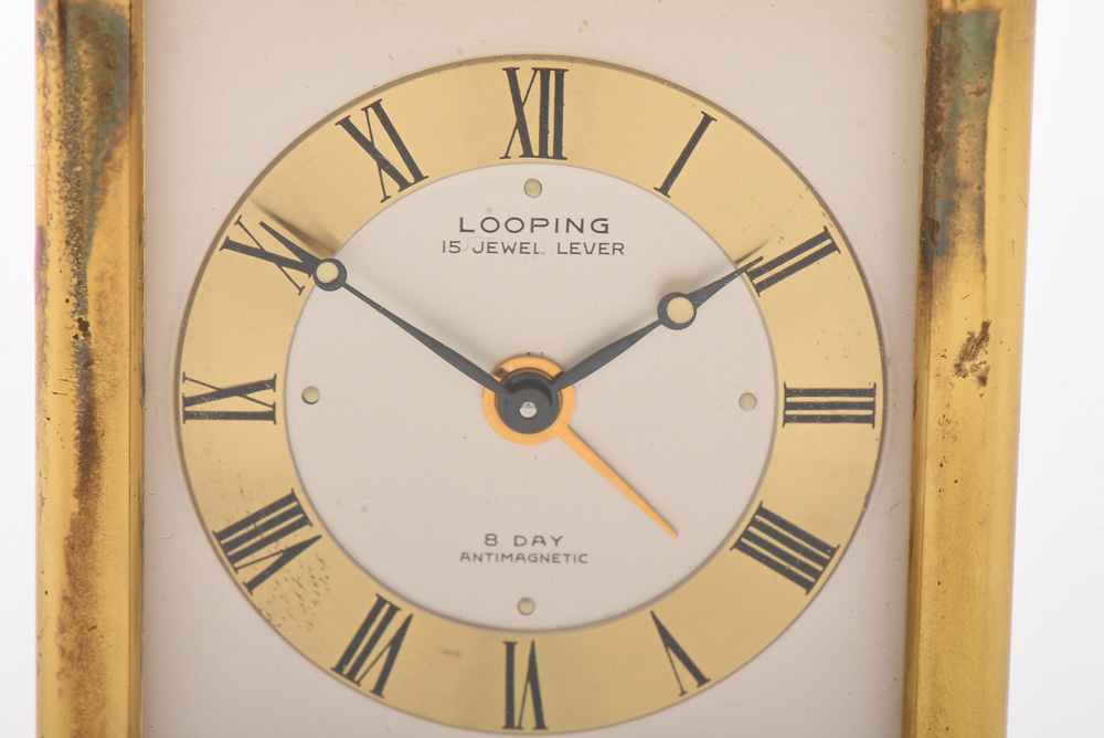 Vintage Swiss Looping 8 Day Antimagnetic Travel Clock and Case