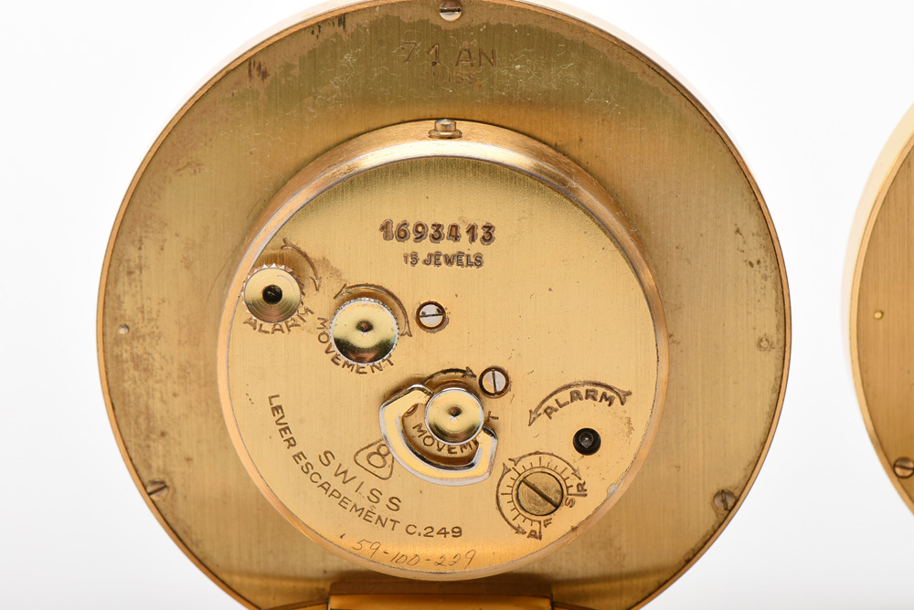 Pairing of Vintage Tiffany & Co. Round Alarm Clocks