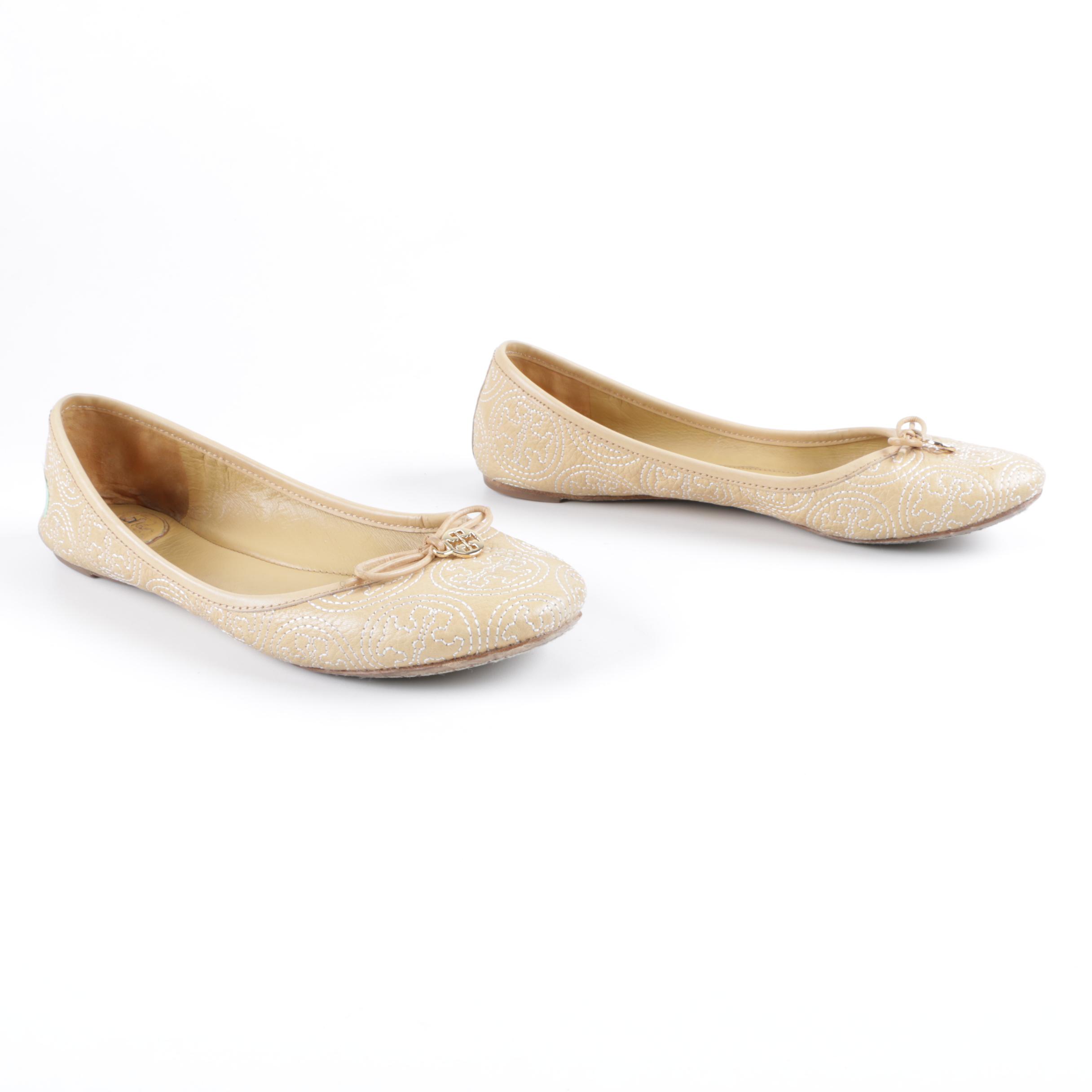 Women's Tory Burch Tan Leather Flats