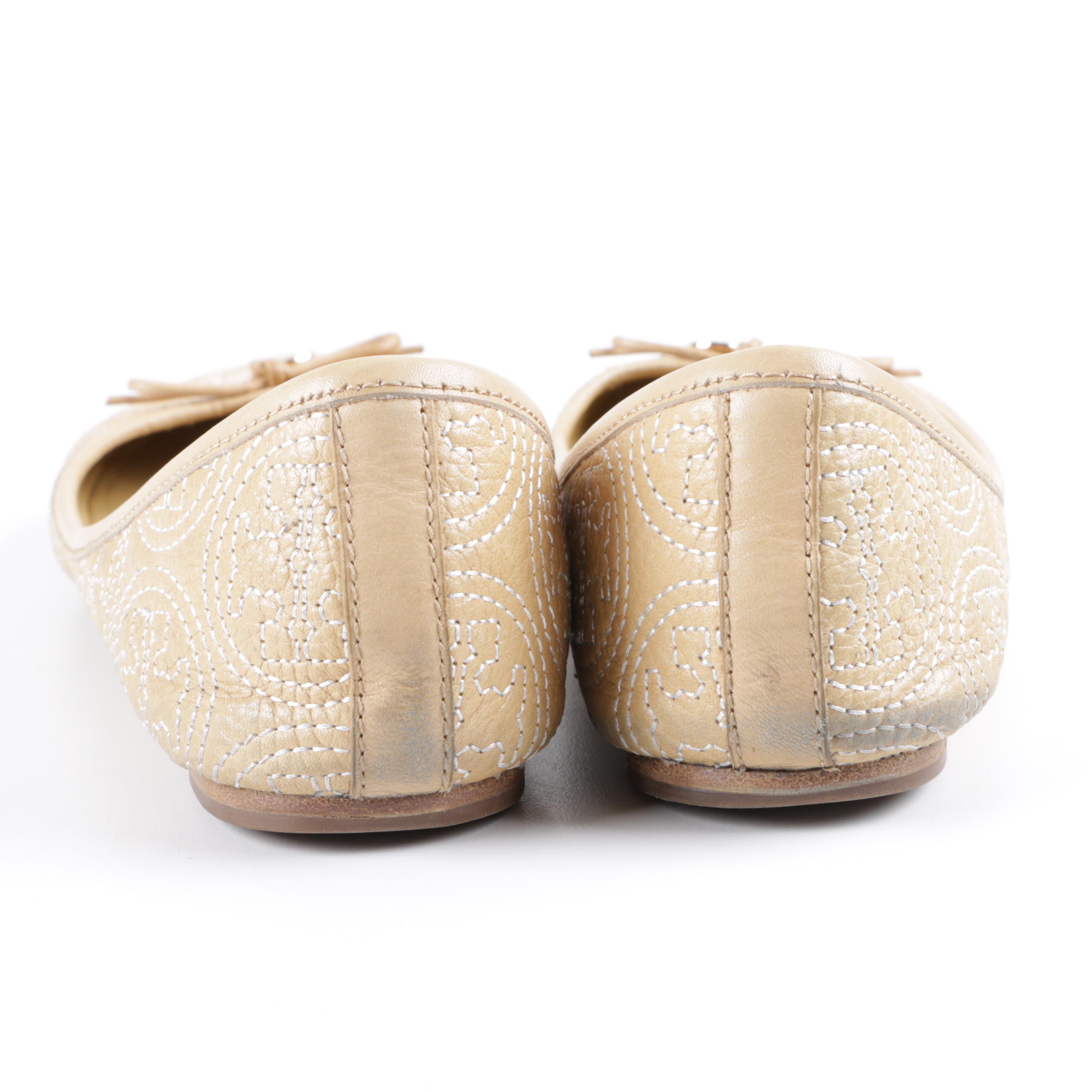 Women's Tory Burch Tan Leather Flats