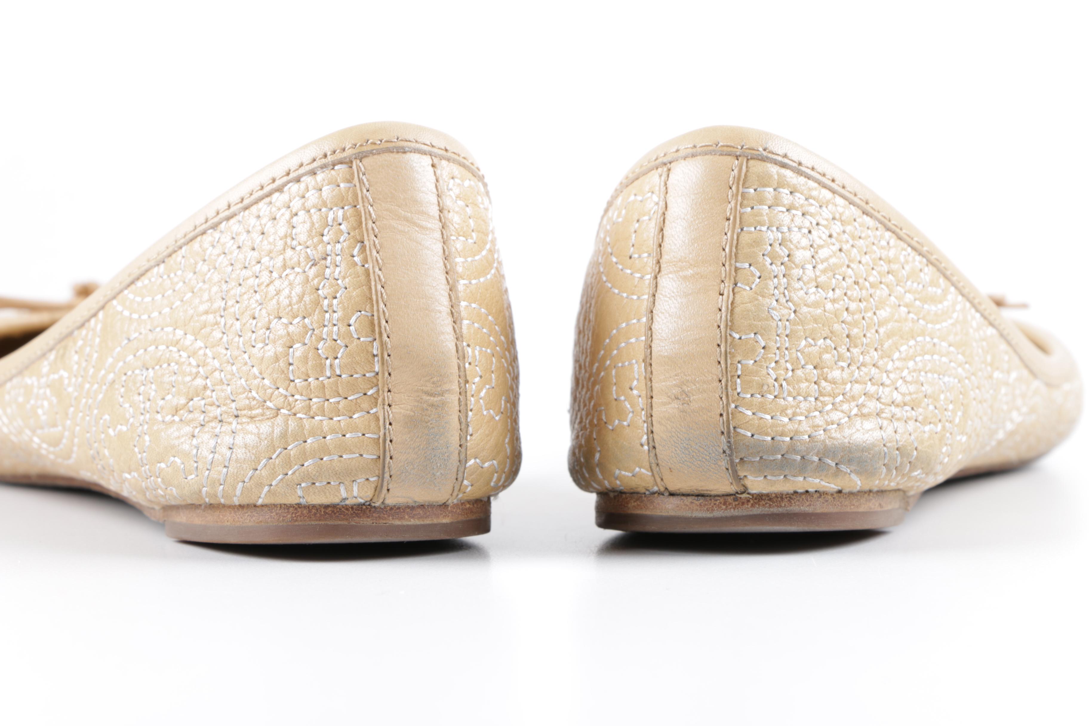 Women's Tory Burch Tan Leather Flats